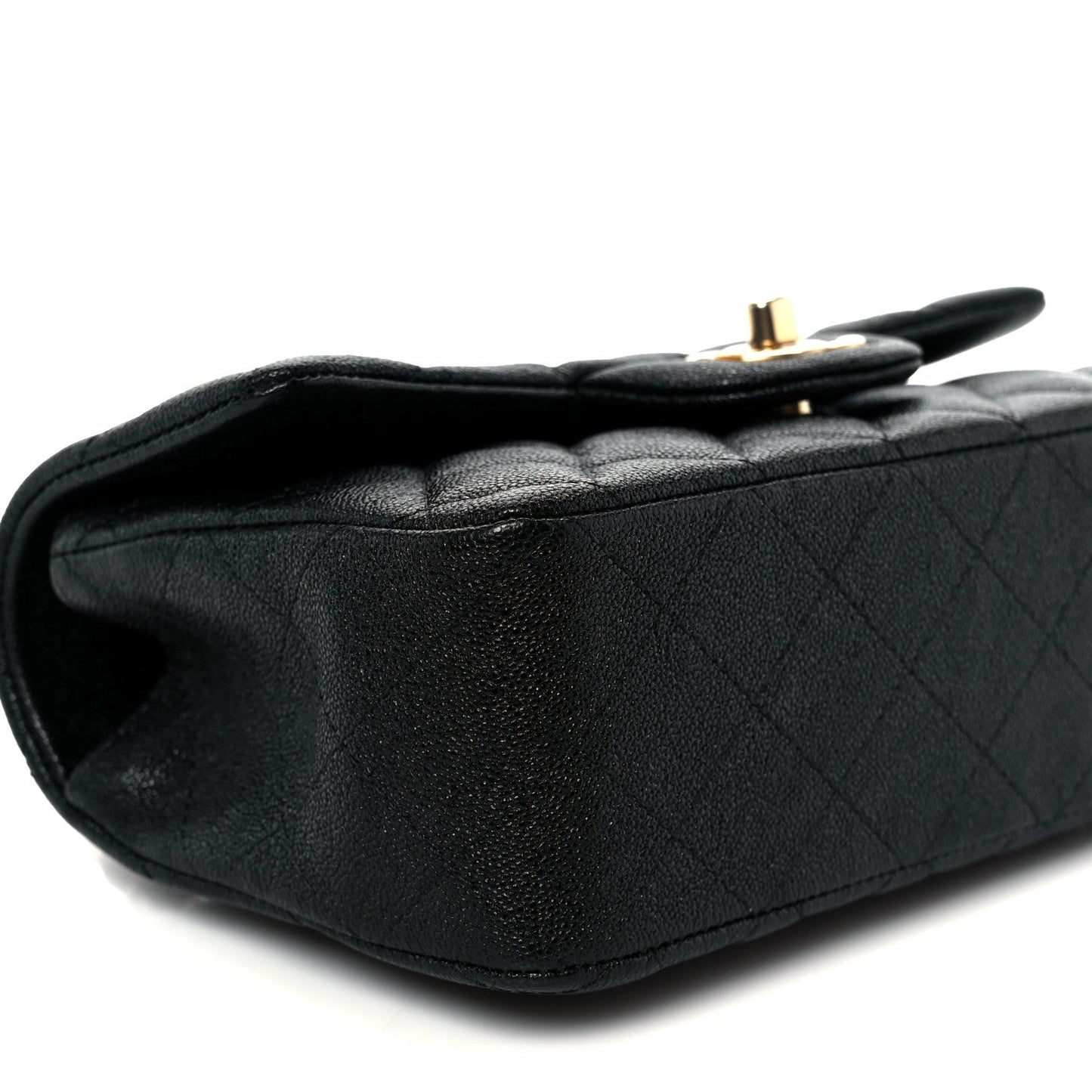 Caviar Quilted Mini Top Handle Rectangular Flap Black