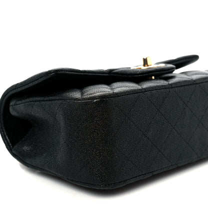 Caviar Quilted Mini Top Handle Rectangular Flap Black