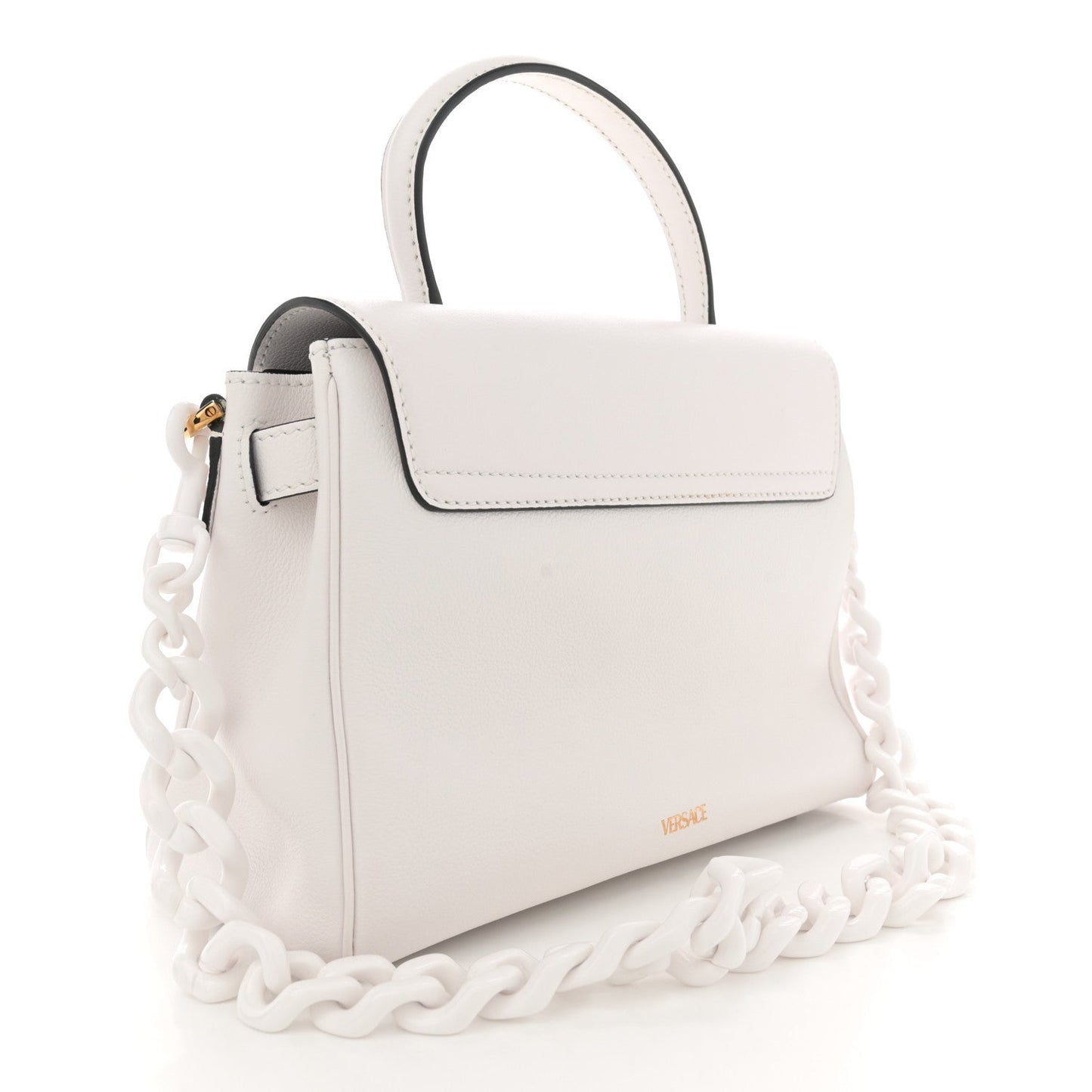 Calfskin Medium La Medusa Top Handle Handbag Optical White