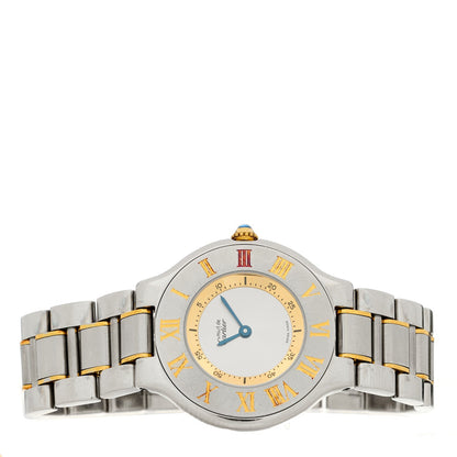 Stainless Steel 18K Yellow Gold 28mm Must de 21 Quartz Watch