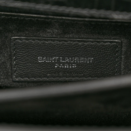 Calfskin Crocodile Embossed Medium Monogram Sunset Black