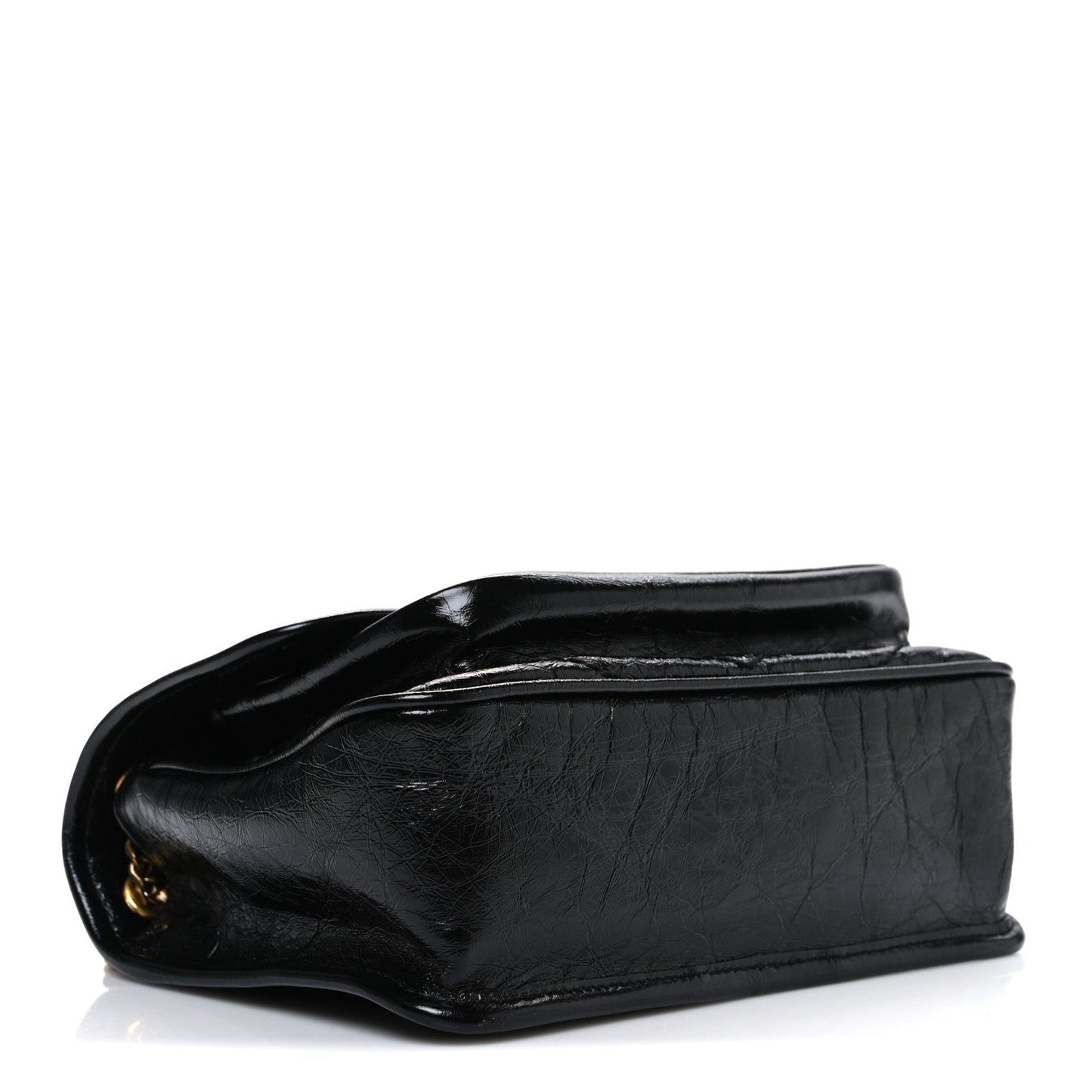 Crinkled Calfskin Matelasse Monogram Baby Niki Chain Satchel Black