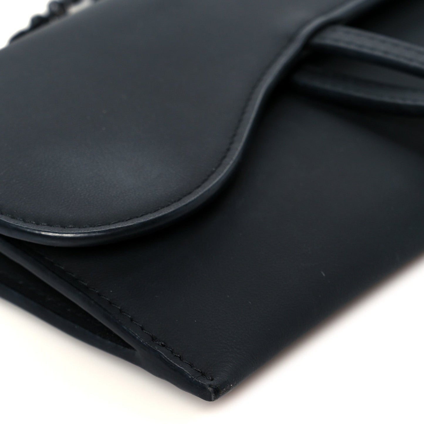 Ultra Matte Calfskin Saddle Chain Wallet Pouch Black