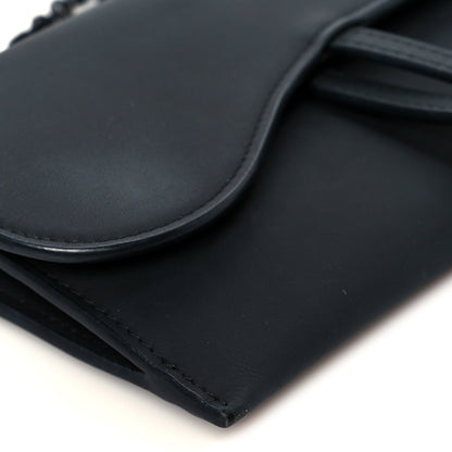 Ultra Matte Calfskin Saddle Chain Wallet Pouch Black