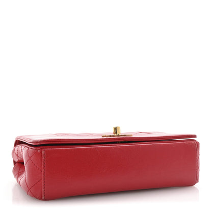 Sheepskin Quilted Medium Vintage Mademoiselle Flap Red