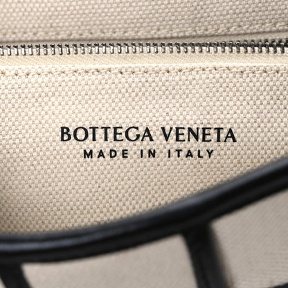 Canvas Intrecciato Padded Cassette Crossbody Bag Natural Black