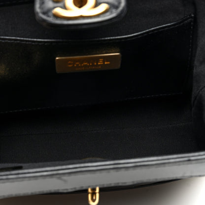 Shiny Lambskin Quilted Mini Cocodoc Top Handle Bag Black