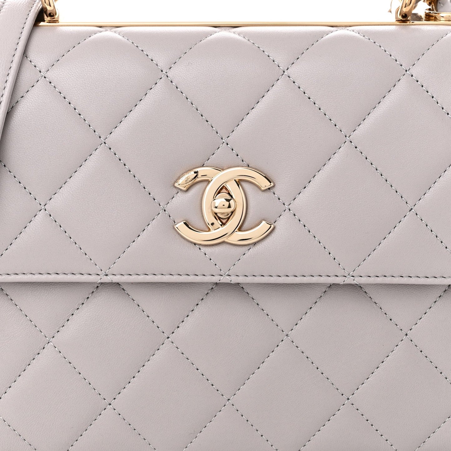 Lambskin Quilted Small Trendy CC Flap Dual Handle Bag Grey