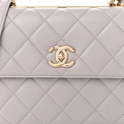 Lambskin Quilted Small Trendy CC Flap Dual Handle Bag Grey