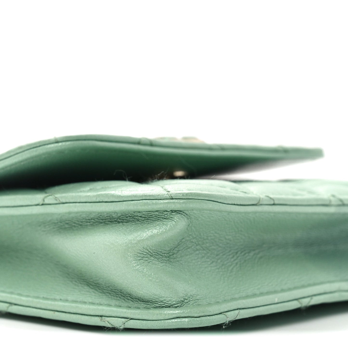 Lambskin Resin Quilted Mini Heart Flap Light Green