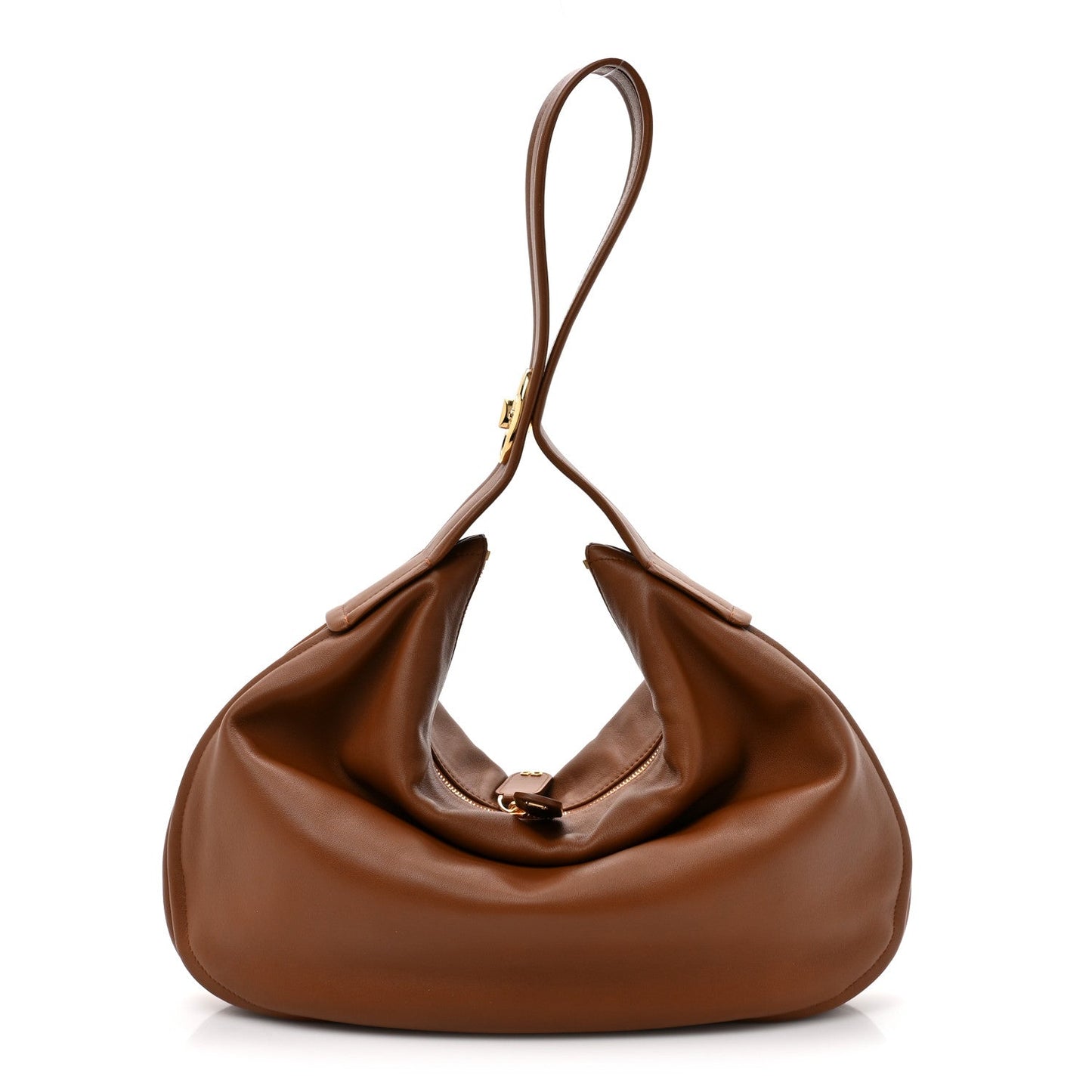 Calfskin Large Go-Hobo Bag Saddle Brown