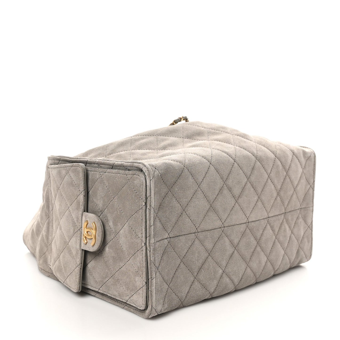 Suede Quilted Medium Chanel 25 Handbag Dark Grey