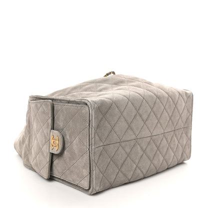 Suede Quilted Medium Chanel 25 Handbag Dark Grey