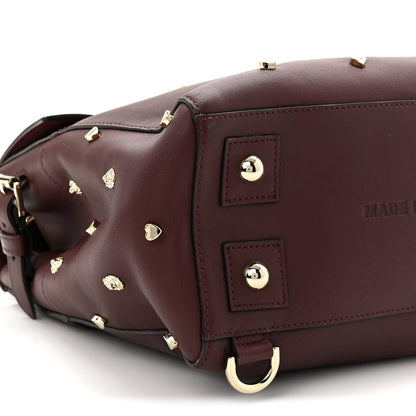 Calfskin Studded Medium Cara Delevingne Convertible Satchel Oxblood