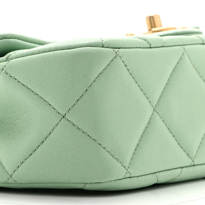 Lambskin Quilted Pearl Small Flap Light Green