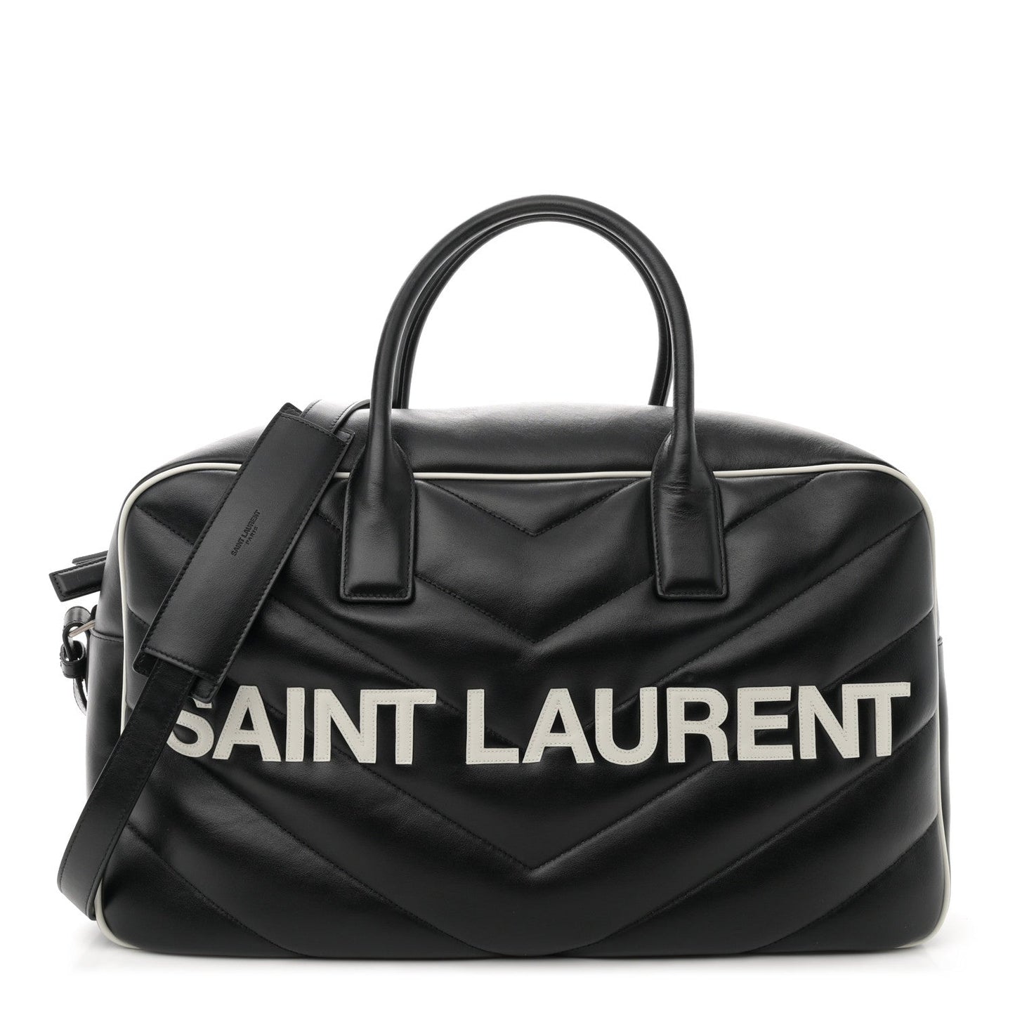 Calfskin Medium Miles Logo Bowler Duffel Bag Black