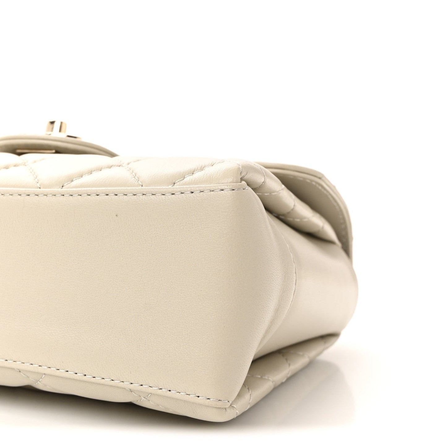 Lambskin Quilted Small Flap Top Handle Bag Grey