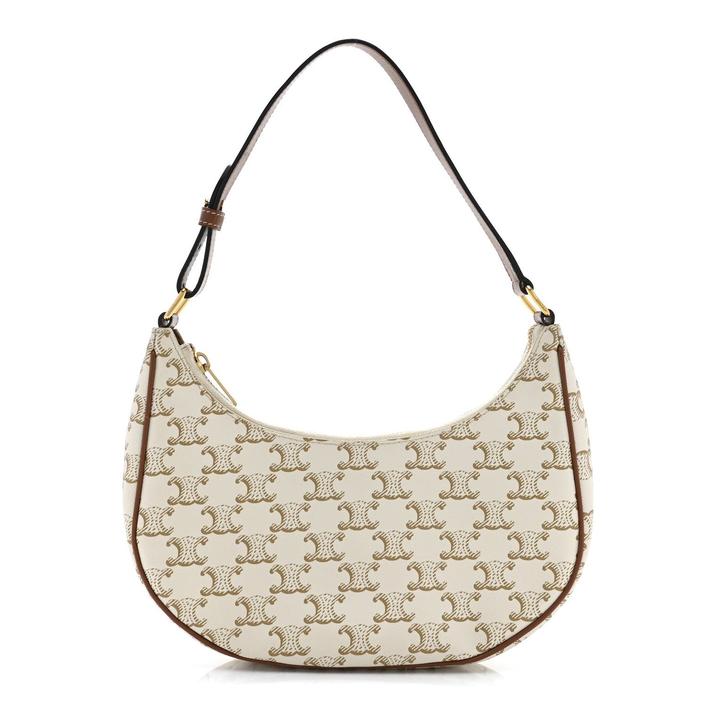 Canvas Calfskin Ava Triomphe Shoulder Bag White
