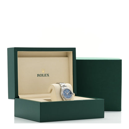 Stainless Steel 18K White Gold Diamond Bezel 31mm Oyster Perpetual Datejust Watch Azzurro Blue Floral 278384RBR
