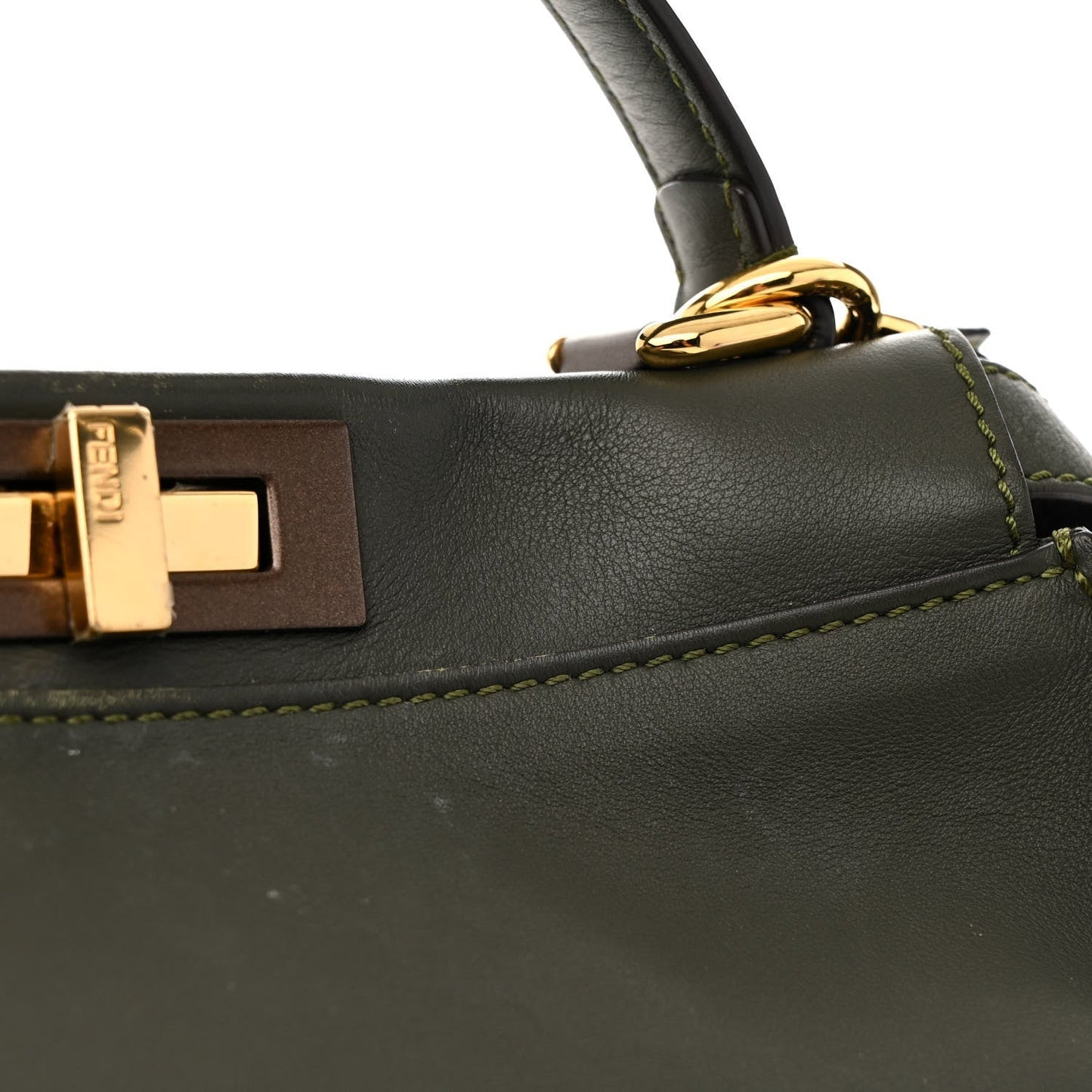 Vitello Seta Shiny Nappa Medium Peekaboo Iconic Satchel Verde Prato Makeup