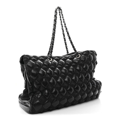 Glazed Lambskin Quilted Large Stravinsky Tote Black