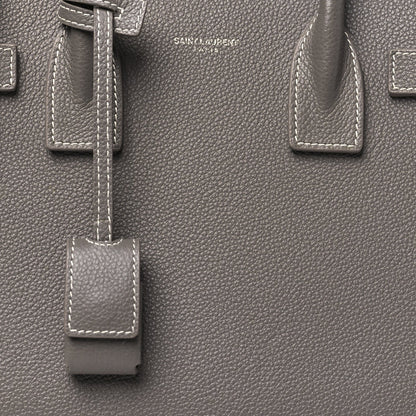 Grained Calfskin Topstitch Baby Sac De Jour Fog