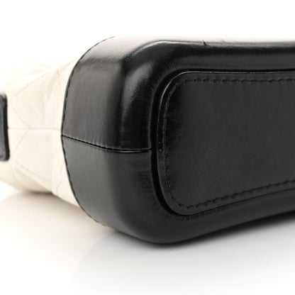 Aged Calfskin Quilted Small Gabrielle Hobo Black White