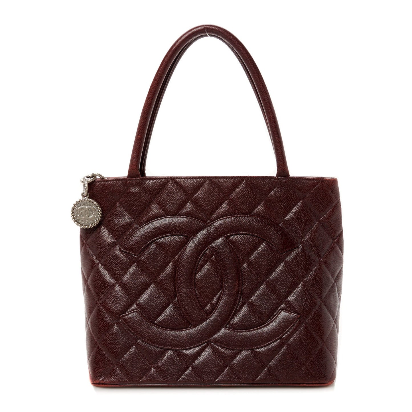 Caviar Quilted Medallion Tote Bordeaux