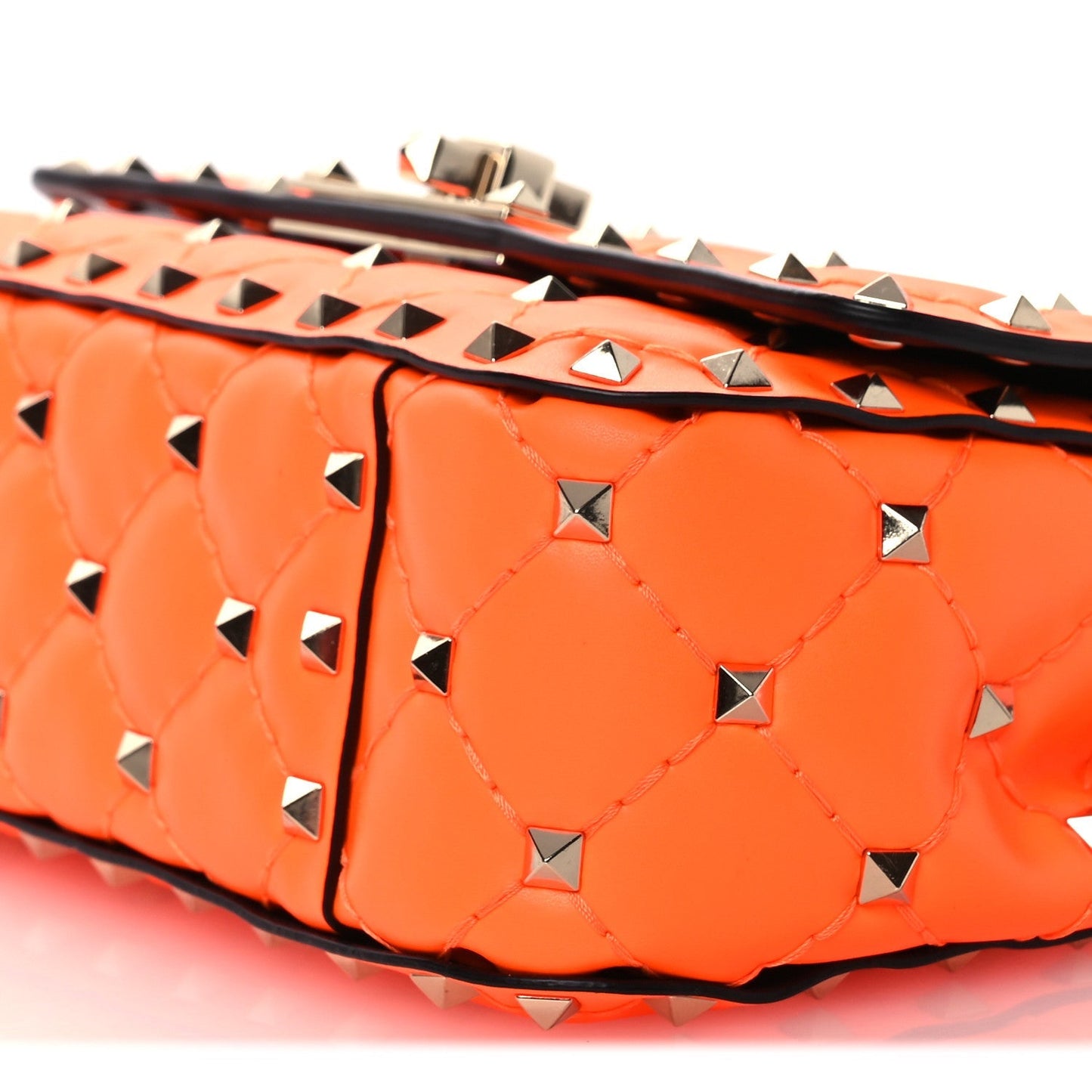 Calfskin Mini Rockstud Spike Shoulder Bag Orange