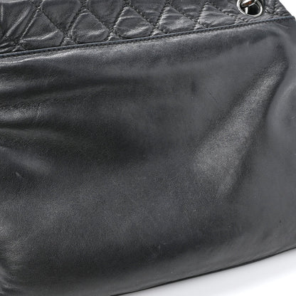 Lambskin Quilted Chain Mail Shoulder Bag Black