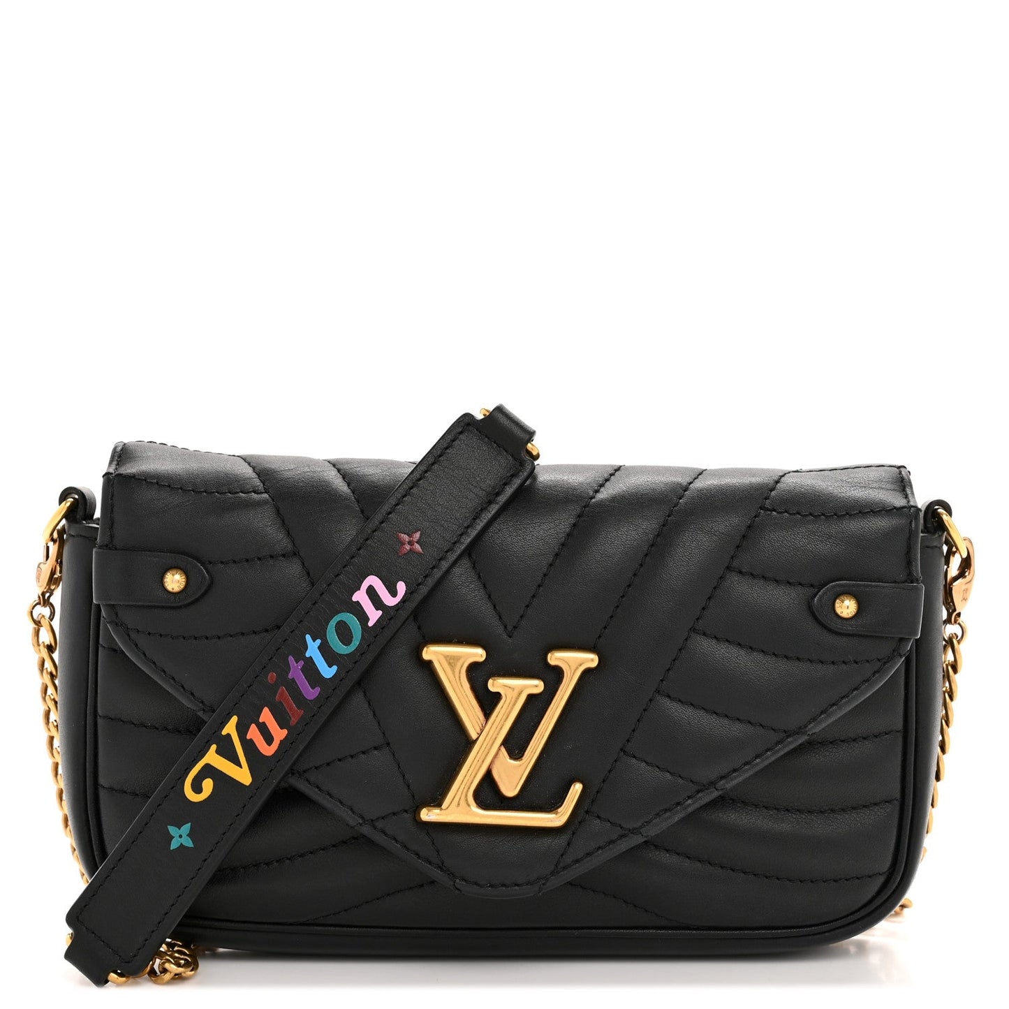 Calfskin New Wave Chain Pochette Black