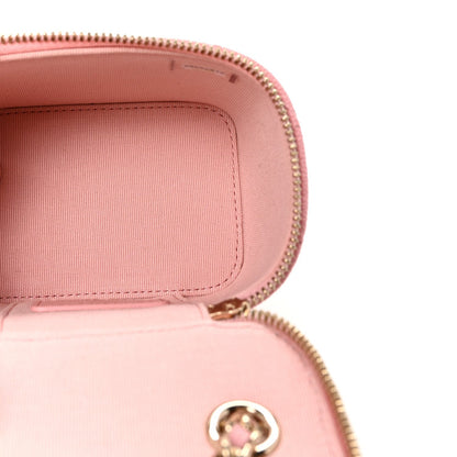 Caviar Quilted Mini Vanity Case With Chain Pink