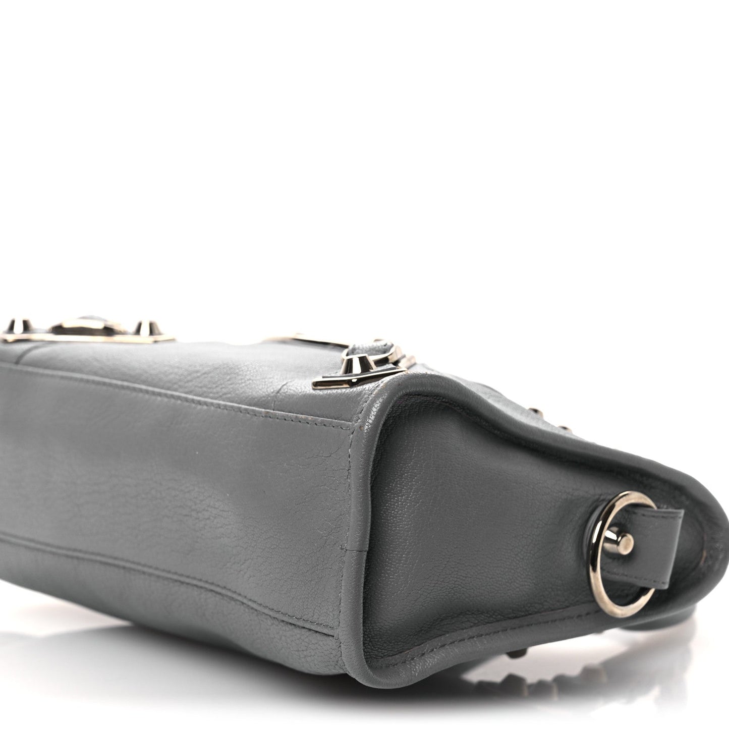 Chevre Silver Metallic Edge Hardware Mini City Bleu Acier