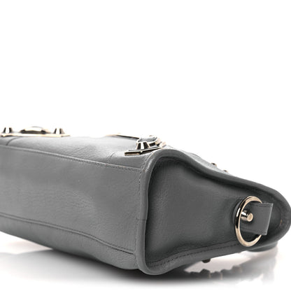 Chevre Silver Metallic Edge Hardware Mini City Bleu Acier