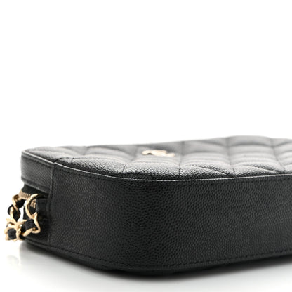 Caviar Quilted Vanity With Chain Black