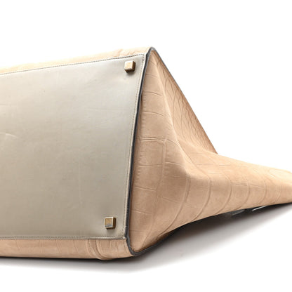 Crocodile Embossed Nubuck Medium Phantom Luggage Beige