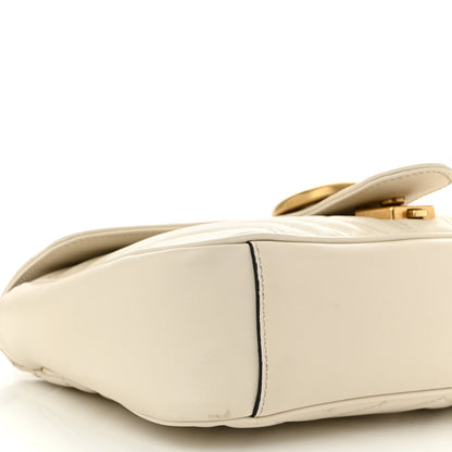 Calfskin Matelasse Small GG Marmont Shoulder Bag White