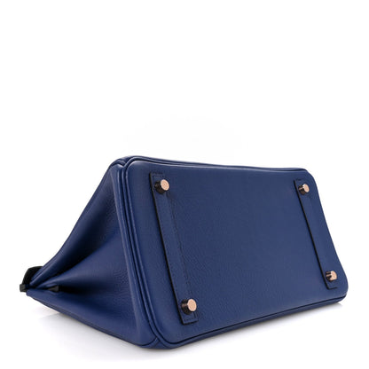 Taurillon Novillo Matte Alligator Birkin Touch 30 Bleu Saphir Bleu Marine