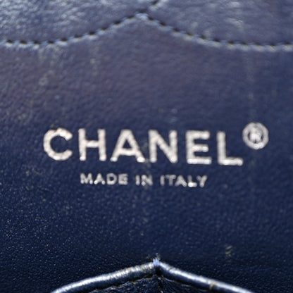 Caviar Quilted Jumbo Double Flap Navy Blue