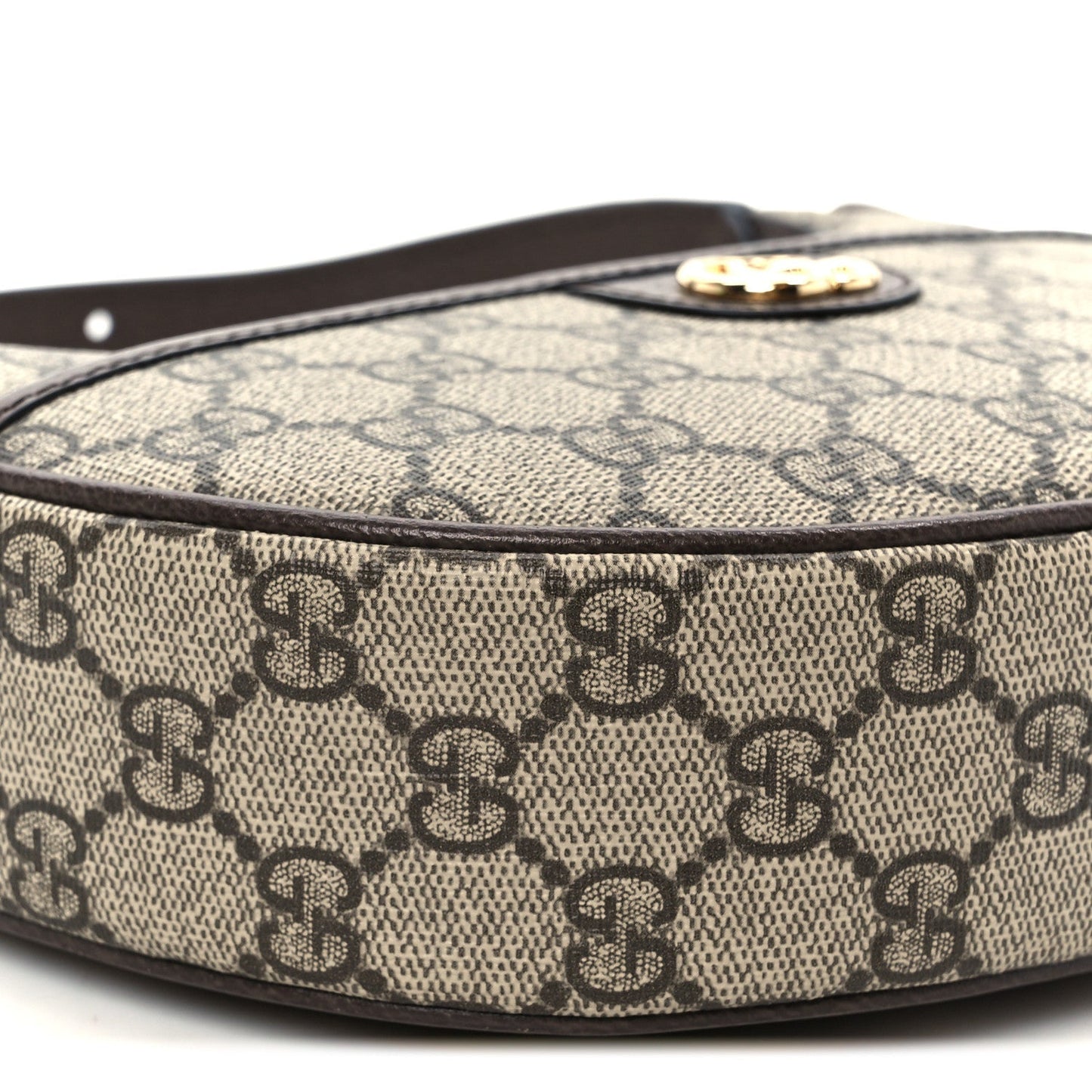 GG Supreme Monogram Textured Dollar Calfskin Small Ophidia Shoulder Bag Beige Ebony New Acero