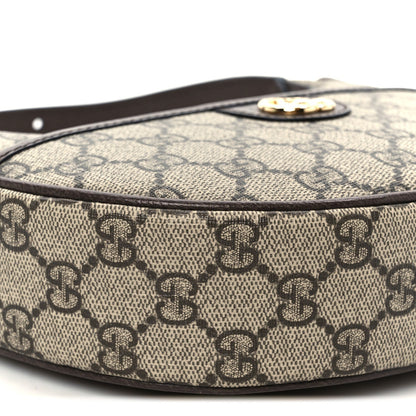 GG Supreme Monogram Textured Dollar Calfskin Small Ophidia Shoulder Bag Beige Ebony New Acero