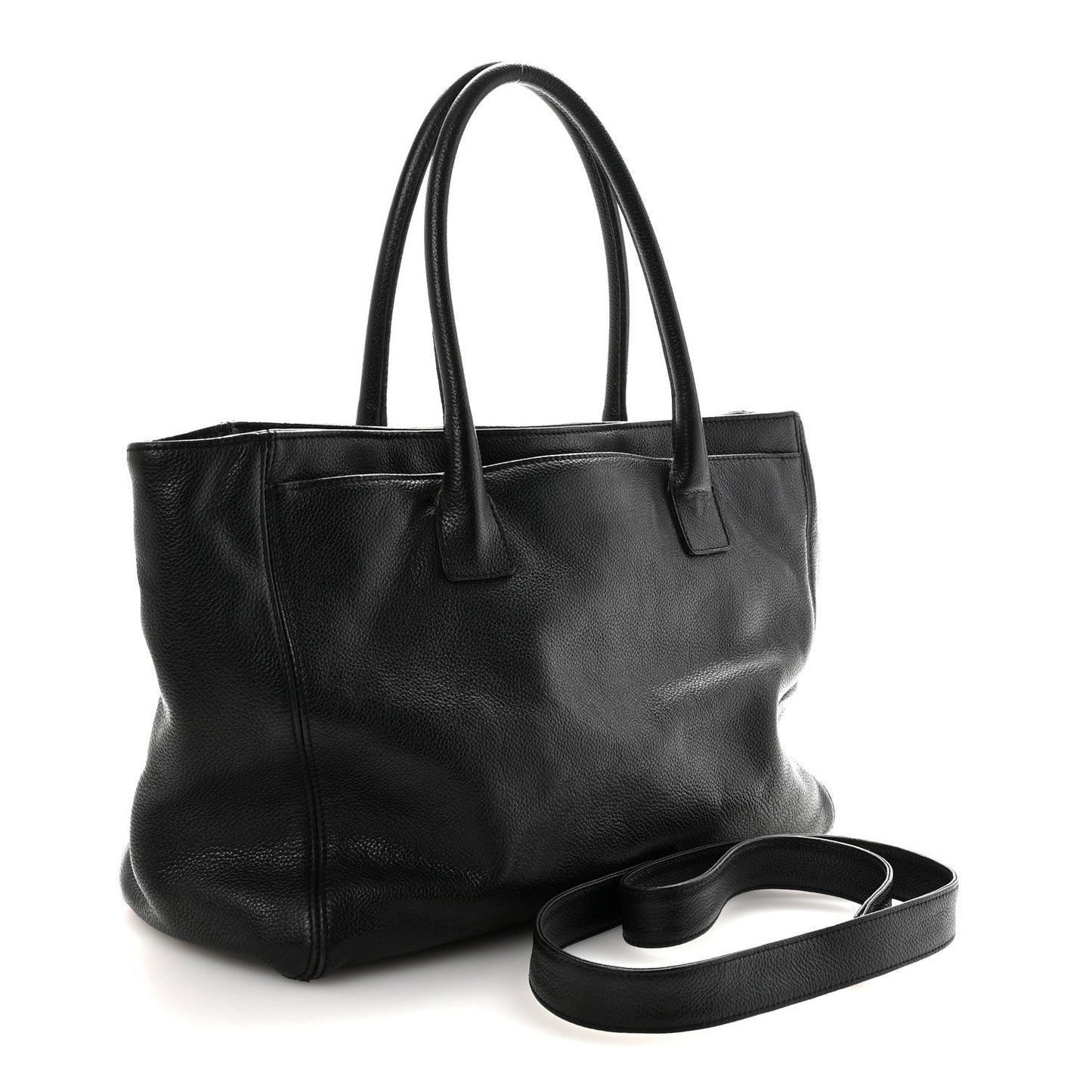 Calfskin Cerf Executive Shopper Tote Black