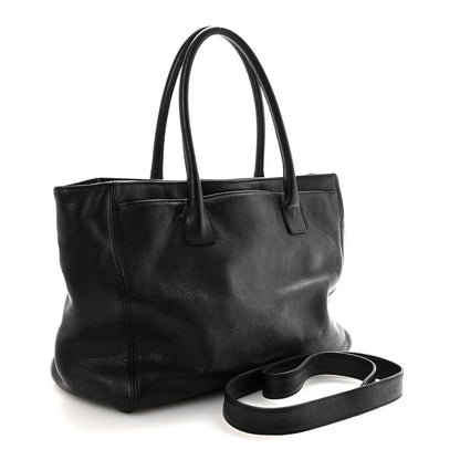 Calfskin Cerf Executive Shopper Tote Black