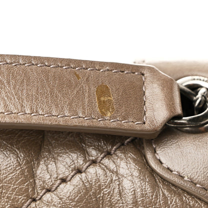 Crinkled Calfskin Matelasse Monogram Baby Niki Chain Satchel Light Taupe