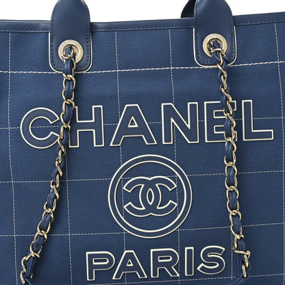 Cotton Medium Deauville Tote Blue White