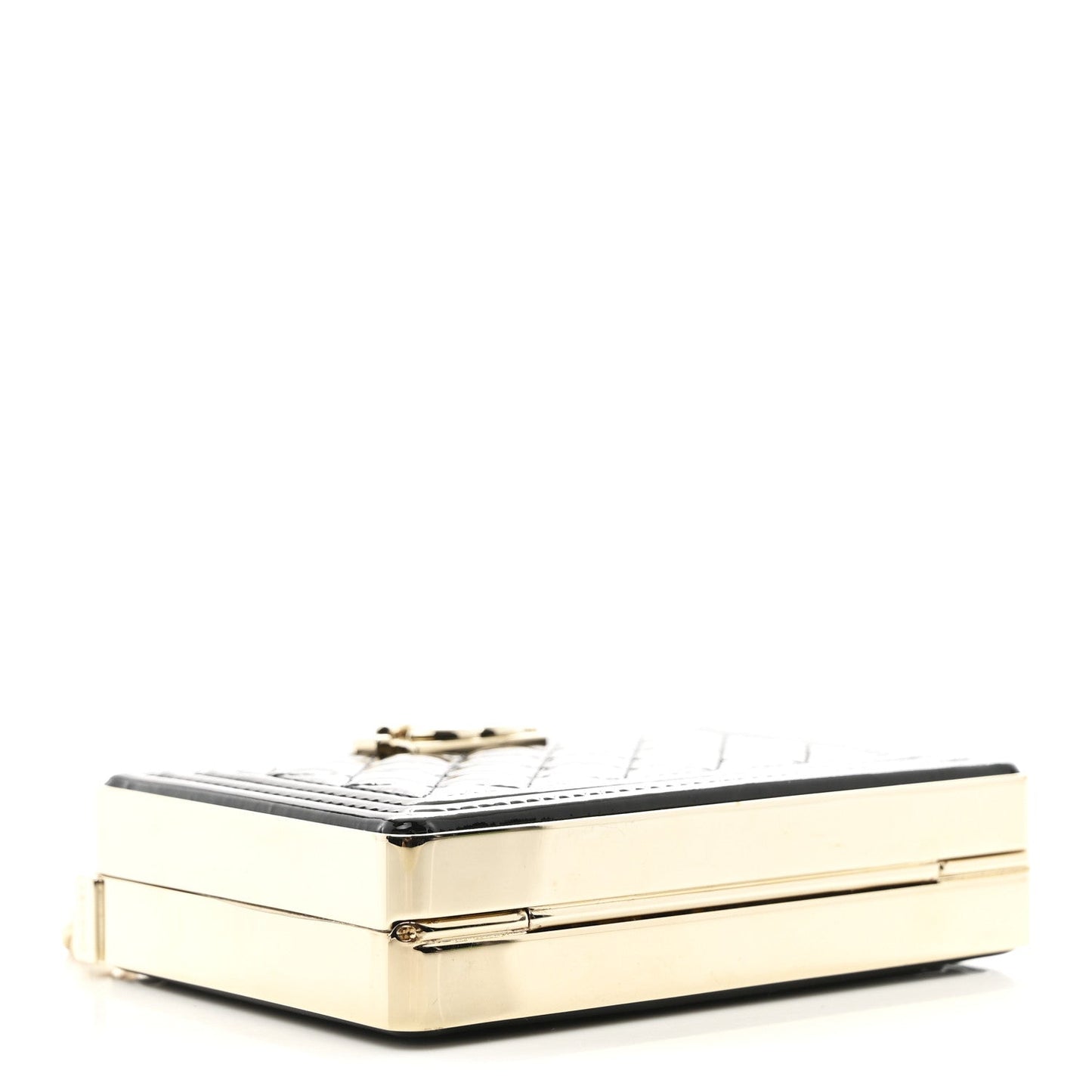 Patent Calfskin Boy Minaudiere Black