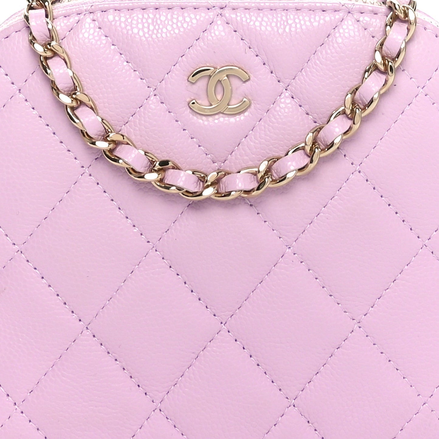 Caviar Quilted Clutch with Chain Light Purple
