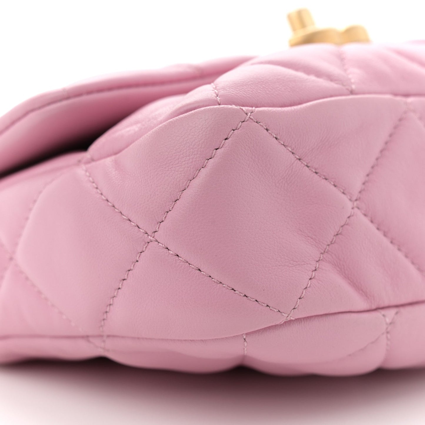 Lambskin Quilted Mini Lacquered Chain Flap Pink