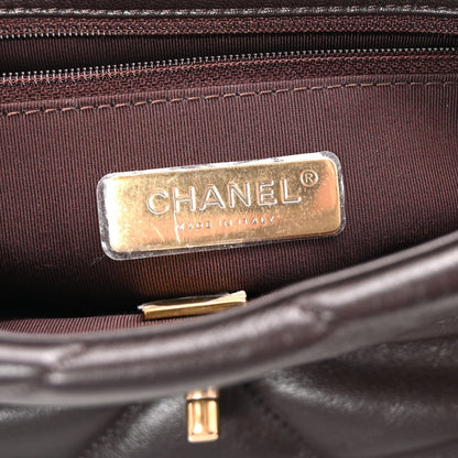 Lambskin Quilted Medium Chanel 19 Flap Dark Brown