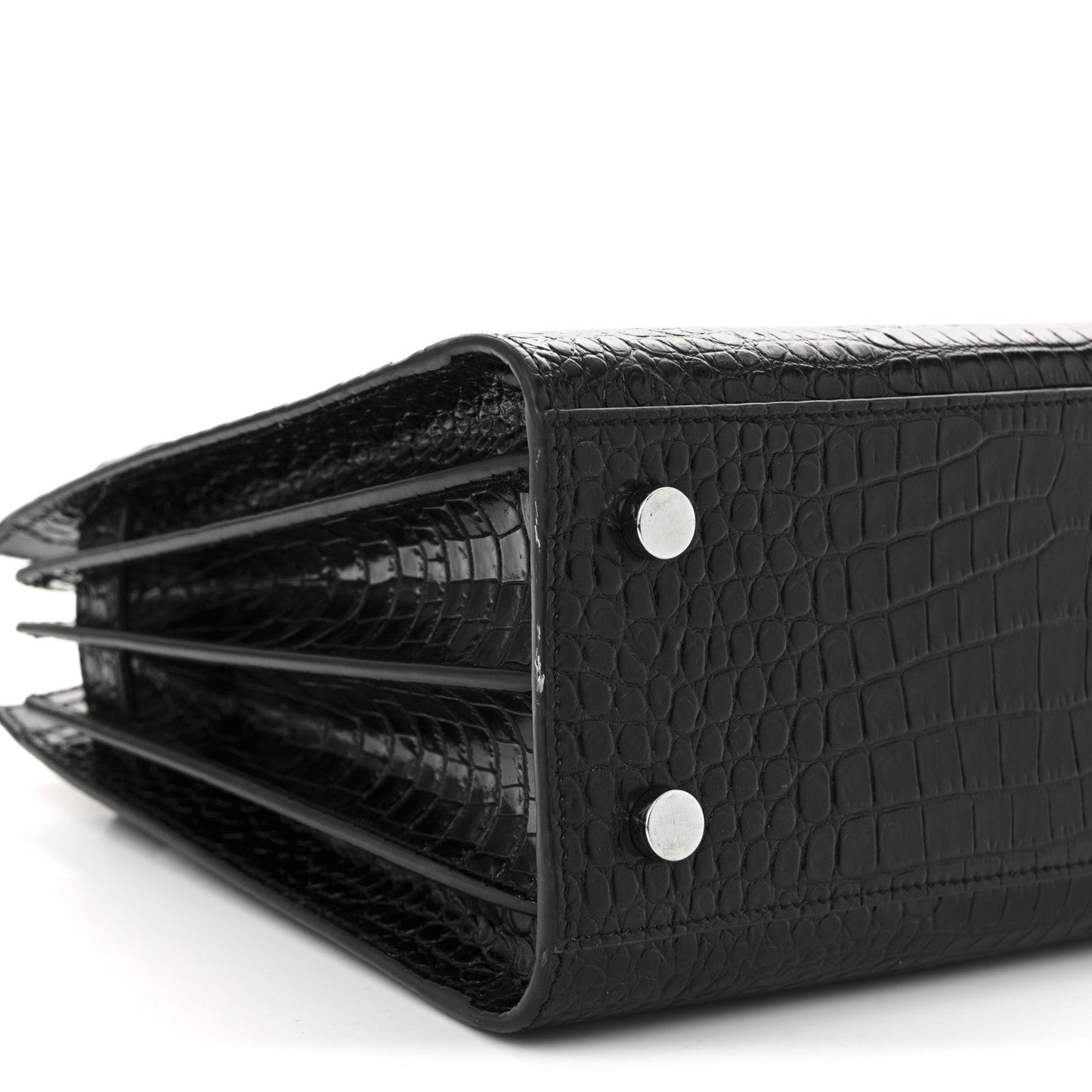 Calfskin Crocodile Embossed Baby Sac De Jour Black